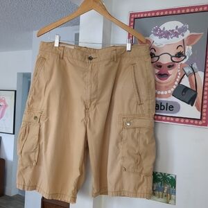Levi's Cargo Shorts Mens 36 Khaki Tan Utility Surplus Baggy Loose Fit Hiking Y2K